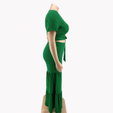 Plus size Women summer top and wide-leg pants two-piece