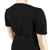 Plus size Women summer top and wide-leg pants two-piece