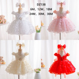 Puffy Tulle Flower Girl Dress Butterfly Flower Child Wedding Mesh Party Dress