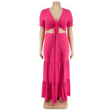 Plus size Women summer top and wide-leg pants two-piece