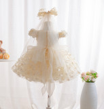 Puffy Tulle Flower Girl Dress Butterfly Flower Child Wedding Mesh Party Dress