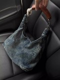 Denim Tote Bag Women's Spring Summer Casual Armpit Bag Shoulder Bag