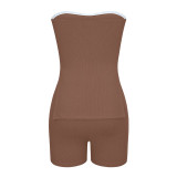 Knitting Ribbed Summer Solid Color Fashion Casual Suit