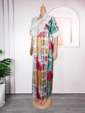 Muslim Women's Lace Patchwork Printing Robe Africa Plus Size Dress