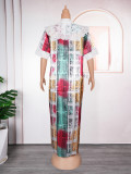 Muslim Women's Lace Patchwork Printing Robe Africa Plus Size Dress