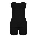 Knitting Ribbed Summer Solid Color Fashion Casual Suit