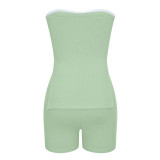 Knitting Ribbed Summer Solid Color Fashion Casual Suit