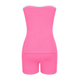 Knitting Ribbed Summer Solid Color Fashion Casual Suit