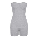Knitting Ribbed Summer Solid Color Fashion Casual Suit