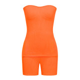 Knitting Ribbed Summer Solid Color Fashion Casual Suit