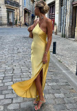 Women summer sexy Slash Shoulder Solid Backless Maxi dress