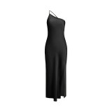 Women summer sexy Slash Shoulder Solid Backless Maxi dress