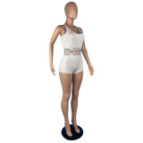Women Letter Print Sleeveless Top and Shorts Two-piece Set