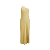 Women summer sexy Slash Shoulder Solid Backless Maxi dress
