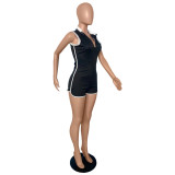 Women Zipper Sleeveless Romper