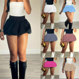 Women Solid Stretch Pleated Skirt Bubble Skirt