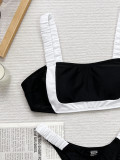 Women bikini black and white contrast sexy Strapless Two Pieces swimsuit