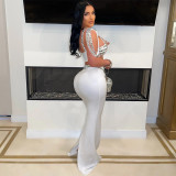 Women Suspender Beaded Top with Bodycon Skirt