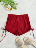 Women sexy solid swimsuit mesh drawstring beach swim shorts bikini shorts