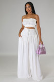Women Casual Summer Sleeveless Crop Top and Wide Leg Pants Two-Piece Set