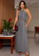 Women Summer Solid Halter Neck Vest Skirt Two-piece Set