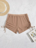Women sexy solid swimsuit mesh drawstring beach swim shorts bikini shorts