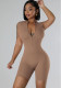 Women zipper sleeveless solid romper