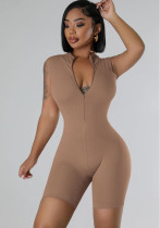 Women zipper sleeveless solid romper Women zipper sleeveless solid romper