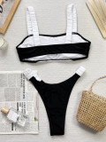 Women bikini black and white contrast sexy Strapless Two Pieces swimsuit