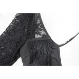 Summer Style Fashion Women's Sexy See Through Low Back Tassel Lace Dress
