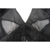 Summer Style Fashion Women's Sexy See Through Low Back Tassel Lace Dress