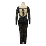 Summer Style Fashion Women's Sexy See Through Low Back Tassel Lace Dress