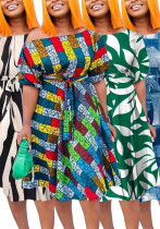 Women's Spring Summer Style Fashion Chic Belt African Plus Size A-Line Dress Women's Spring Summer Style Fashion Chic Belt African Plus Size A-Line Dress