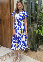 Summer Women Fashion Printed Short Sleeve Casual Shirt Dress Summer Women Fashion Printed Short Sleeve Casual Shirt Dress