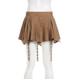 Fashion Low-Waist Metal Buckle Belt Irregular Ribbon Skirt