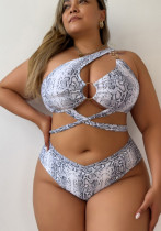 Plus Size Women bikini sexy snake print two-piece swimsuit