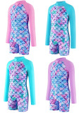 Girls' Printed Long Sleeve One-Piece Swimsuit Sun Protection Surfing Suit