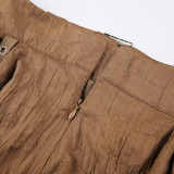 Fashion Low-Waist Metal Buckle Belt Irregular Ribbon Skirt
