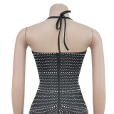 Women Beaded Suspender Short Skirt Dress