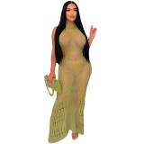 Women Dress Sun Protection Shirt Beach Long Dress Knitting Dress