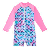 Girls' Printed Long Sleeve One-Piece Swimsuit Sun Protection Surfing Suit