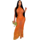 Women Dress Sun Protection Shirt Beach Long Dress Knitting Dress