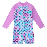 Girls' Printed Long Sleeve One-Piece Swimsuit Sun Protection Surfing Suit