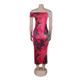 Sexy Off Shoulder Printed Bodycon Dress