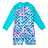 Girls' Printed Long Sleeve One-Piece Swimsuit Sun Protection Surfing Suit