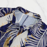 Women Printed Short Sleeve Beach Casual Shirt Long Dress