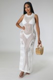 Women Dress Sun Protection Shirt Beach Long Dress Knitting Dress