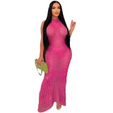 Women Dress Sun Protection Shirt Beach Long Dress Knitting Dress