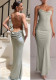 Women Summer Floral Decoration Backless Strap Dress