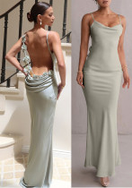 Women Summer Floral Decoration Backless Strap Dress Women Summer Floral Decoration Backless Strap Dress